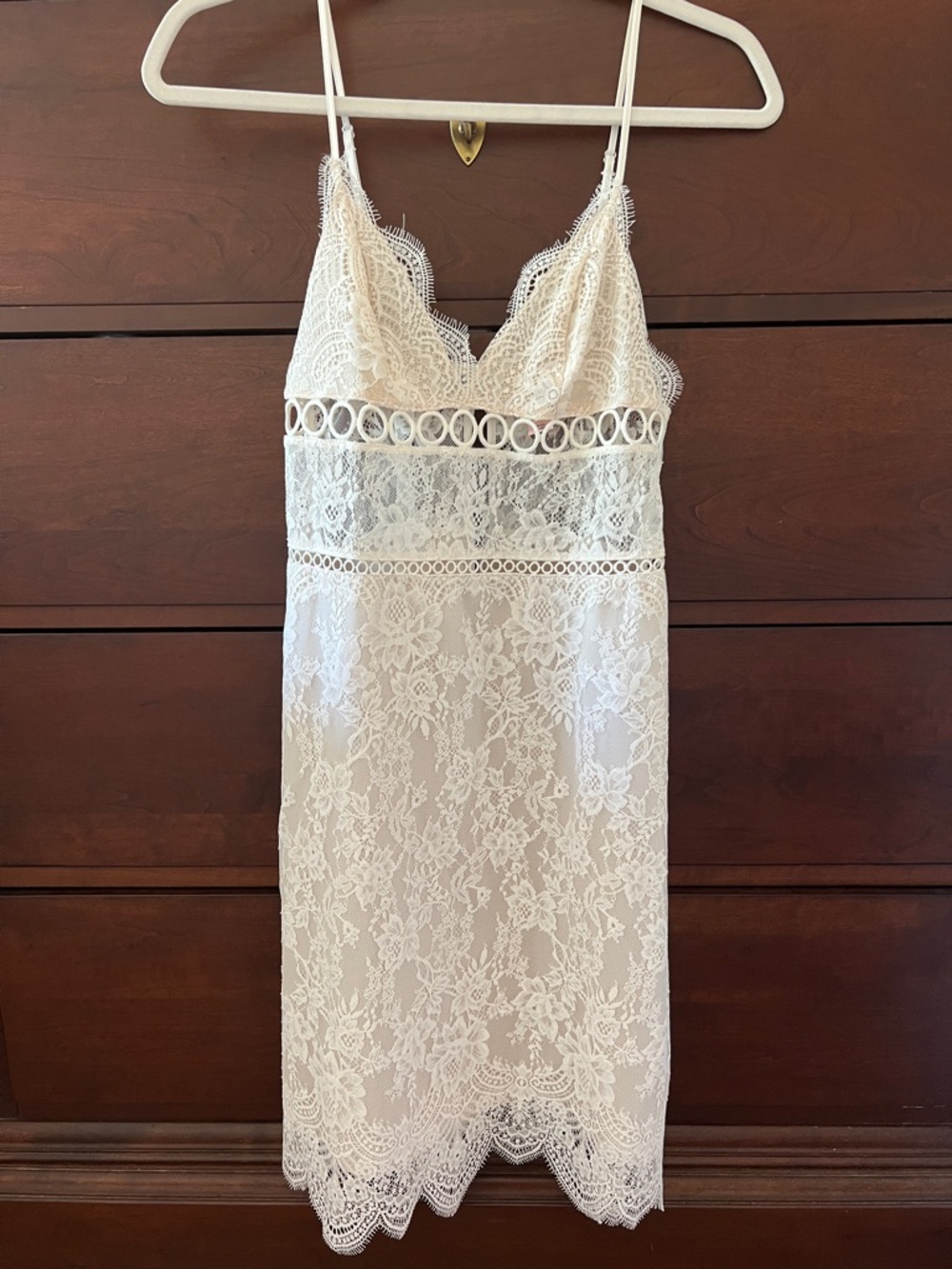 VS Bridal Slip Camisole Dress with Eyelash Lace Ivory S